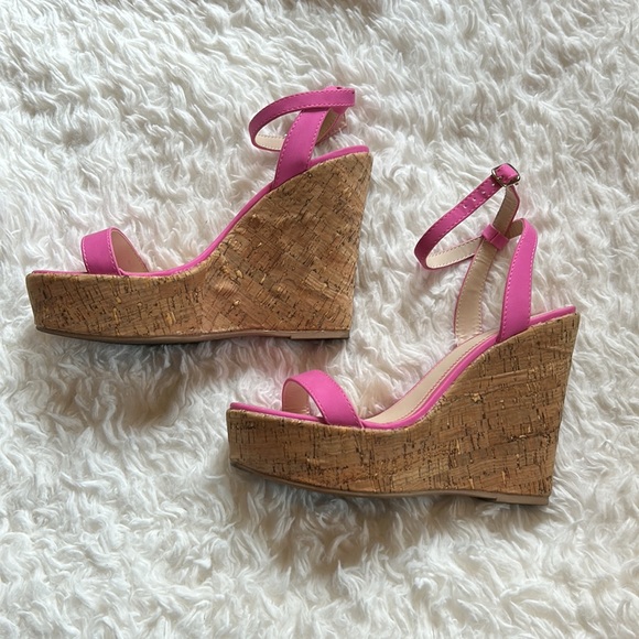 Qupid Pink Strappy Wedge Sandals - Picture 3 of 7